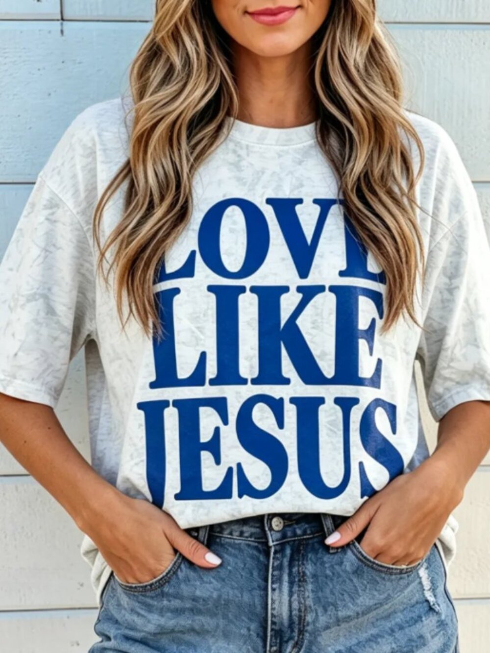 Gray Love Like Jesus Camouflage Oversized T Shirt